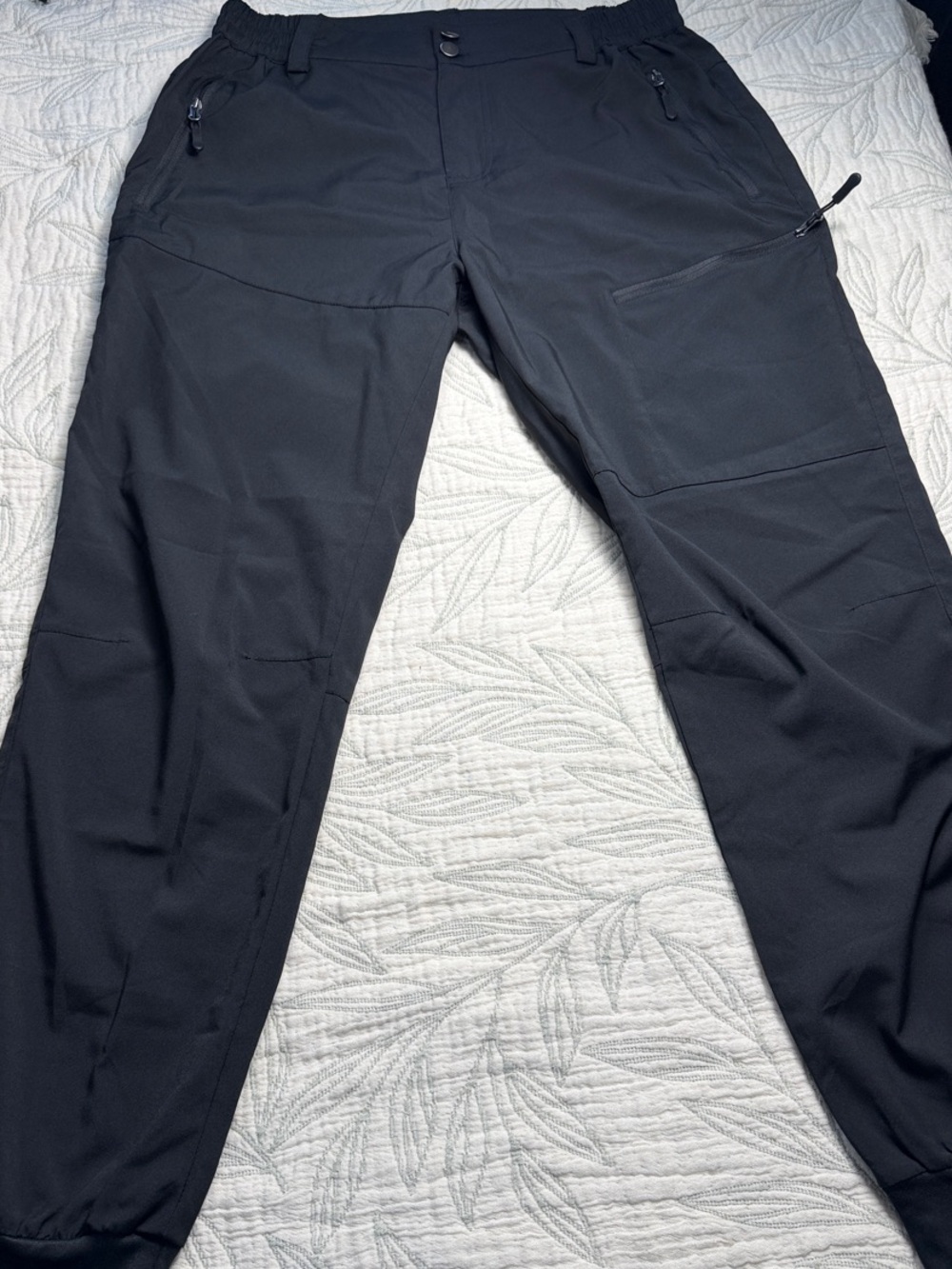 Pudolla Men's Black Tech Jogger Pants with Zipper Pockets;Sz.M